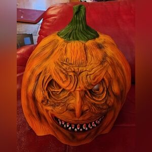 Scary Evil Pumpkin Head Ghoul Latex Mask Halloween Props 2 Faces CHARITY